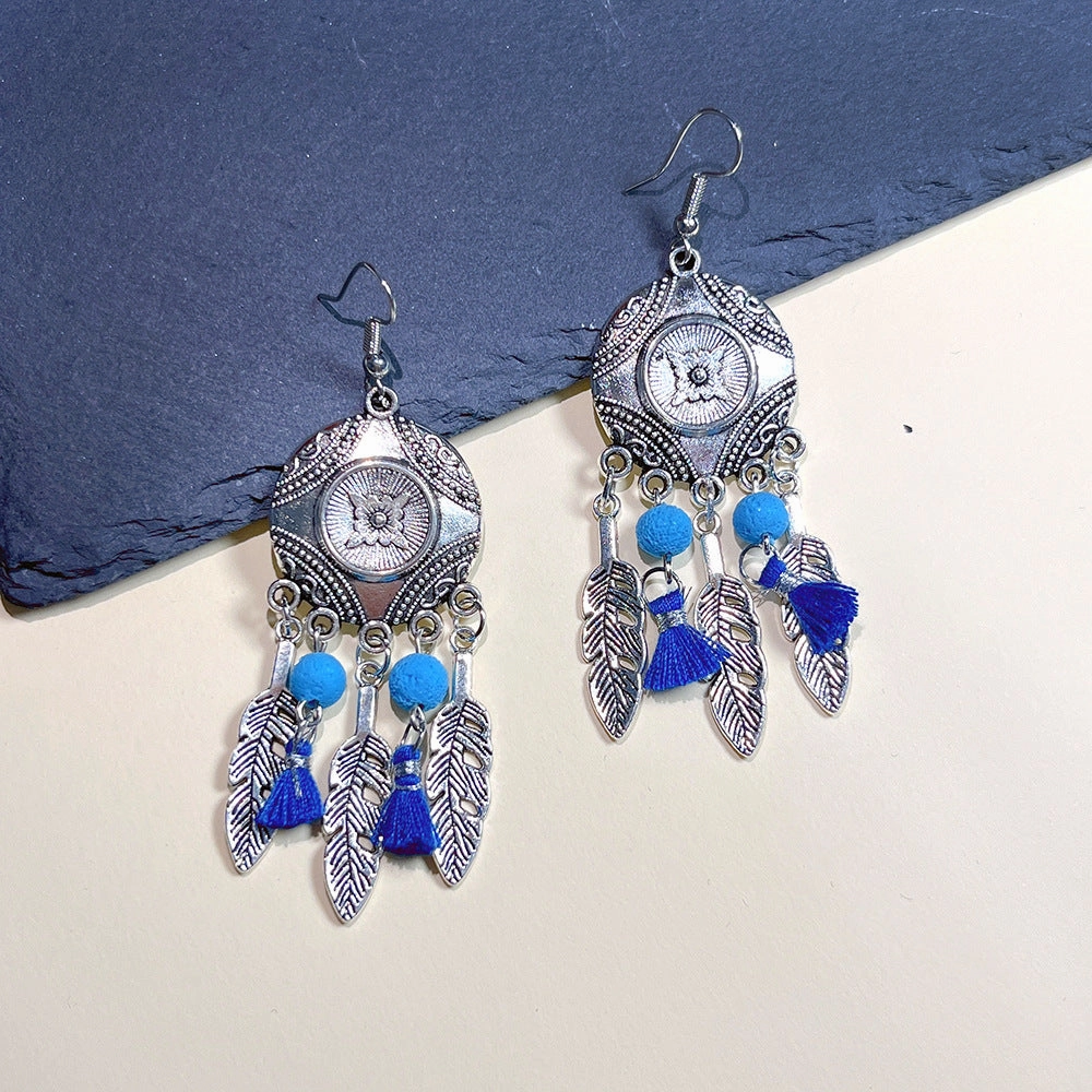 Wholesale Antique Silver Bohemian Earrings Long Metal Earrings