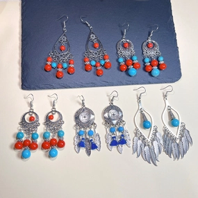 Wholesale Antique Silver Bohemian Earrings Long Metal Earrings