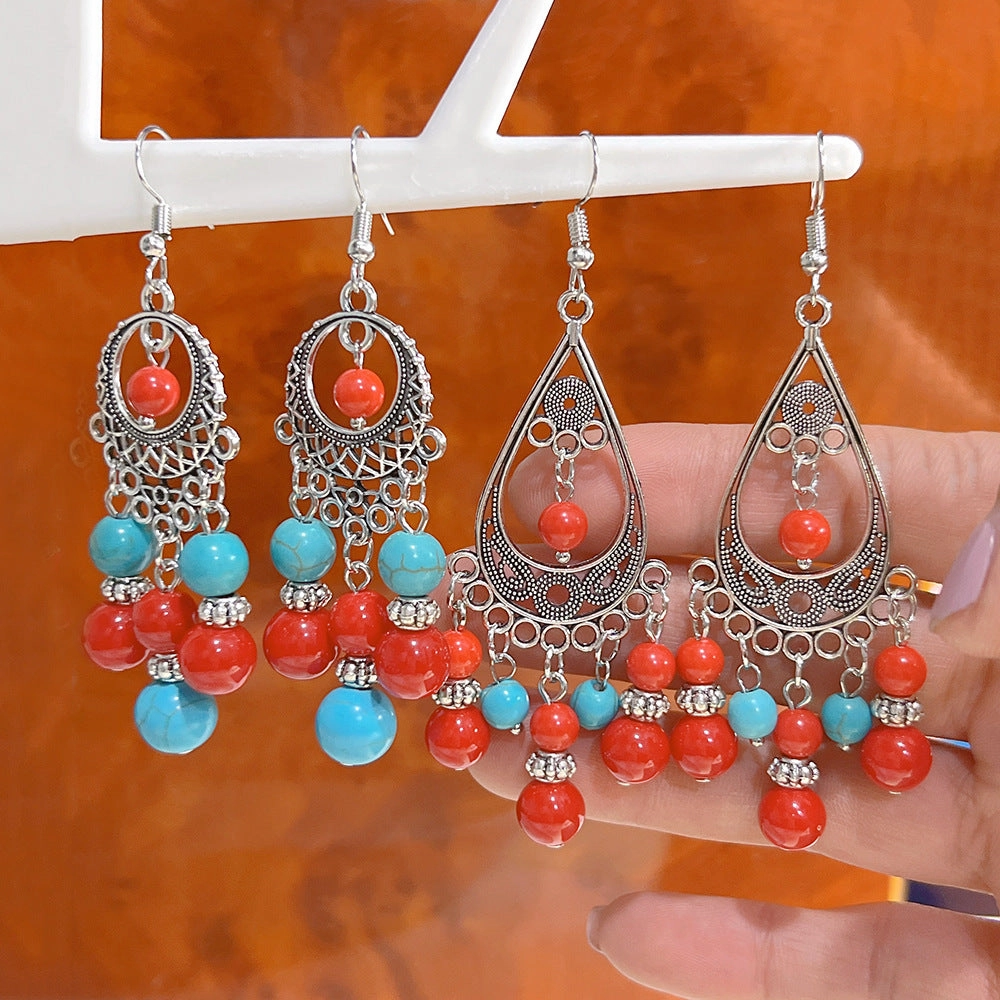 Wholesale Antique Silver Bohemian Earrings Long Metal Earrings