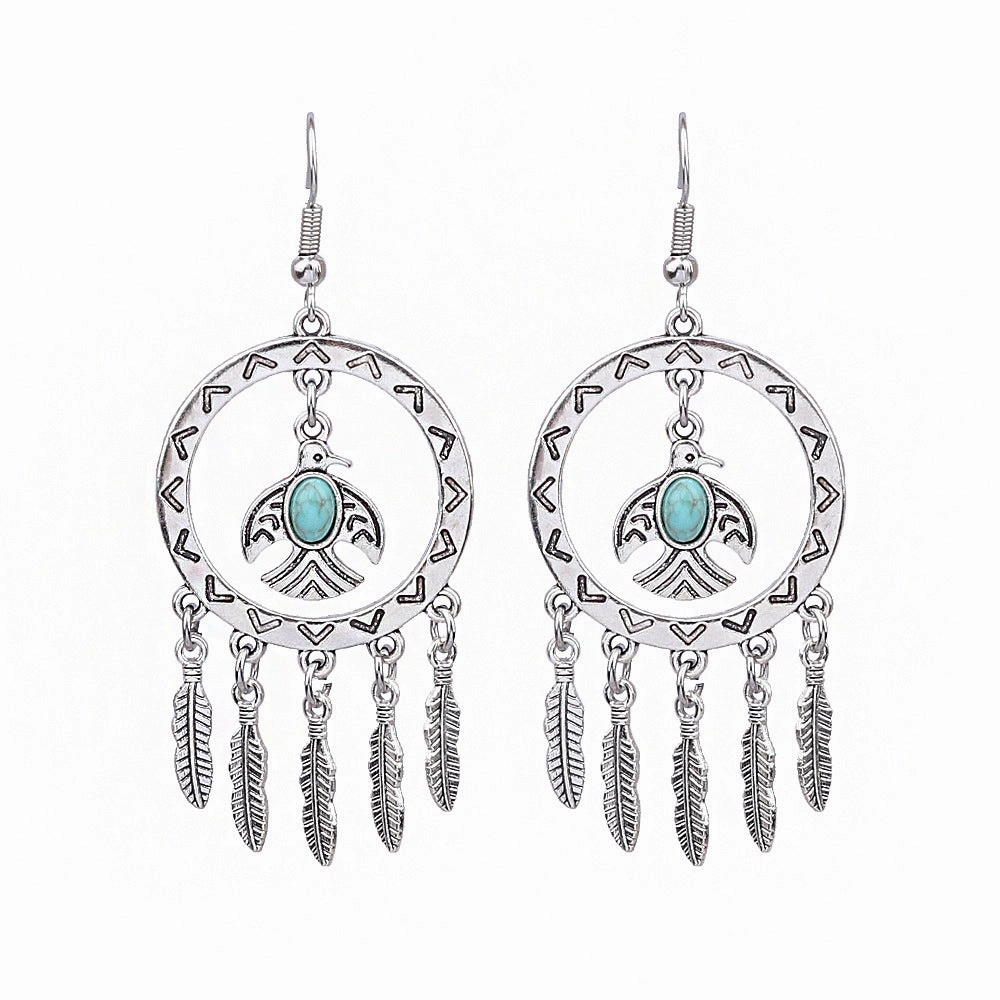 Wholesale Antique Silver Tassels Alloy Earrings