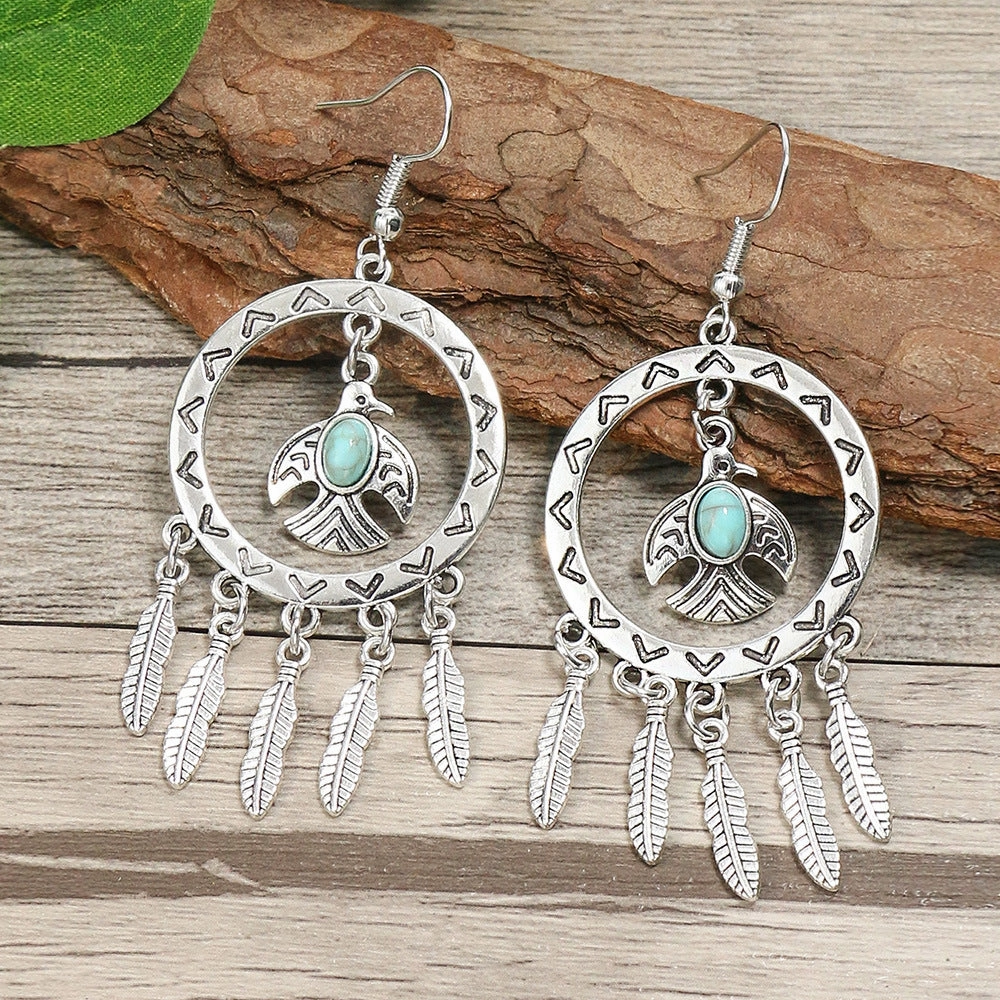 Wholesale Antique Silver Tassels Alloy Earrings