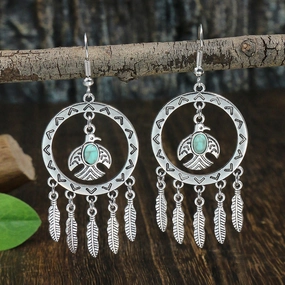 Wholesale Antique Silver Tassels Alloy Earrings