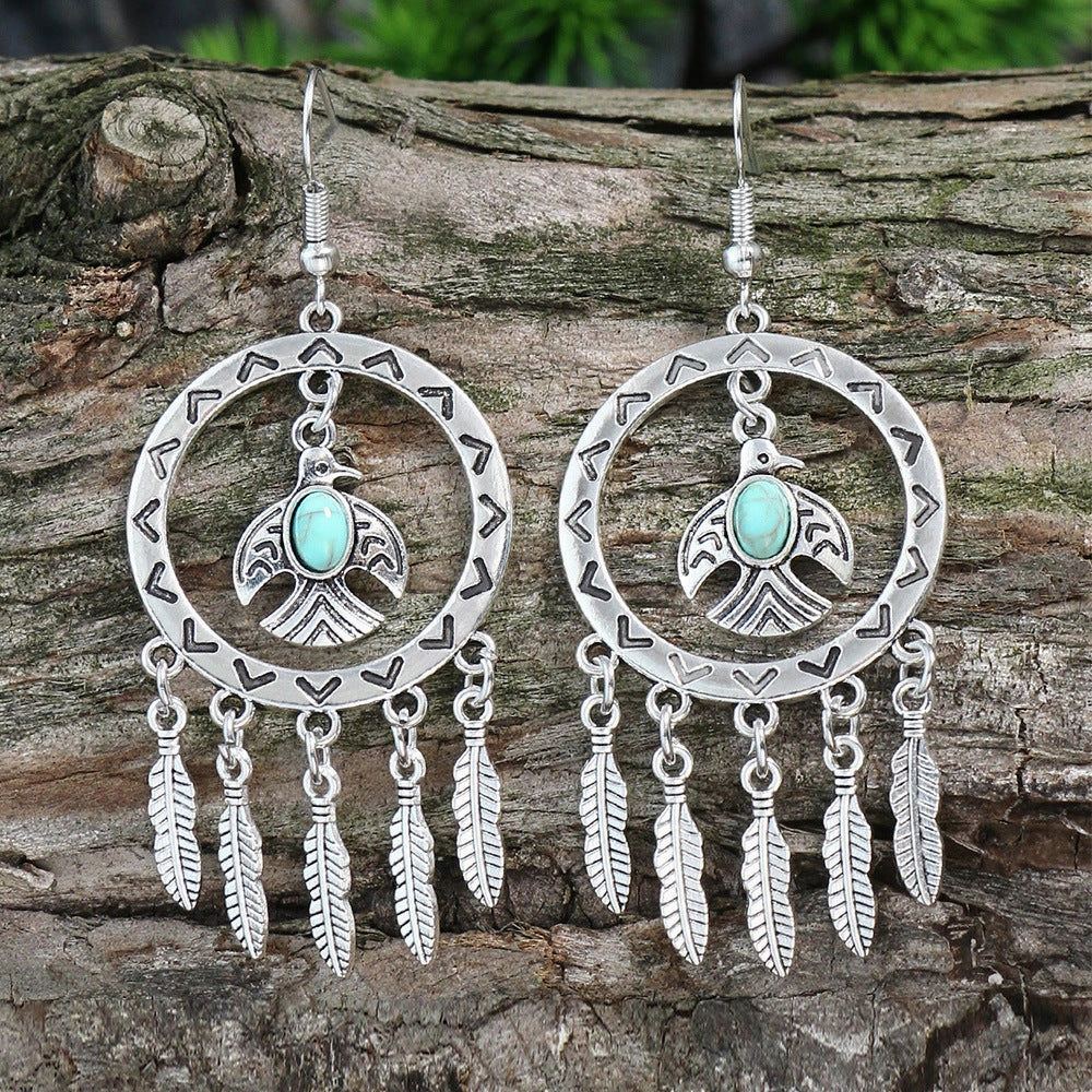 Wholesale Antique Silver Tassels Alloy Earrings