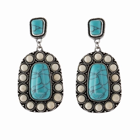 Wholesale Antique Silver Turquoise Alloy Earrings