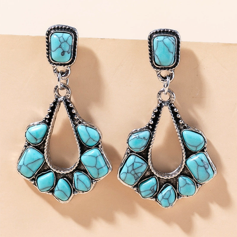 Wholesale Antique Silver Turquoise Alloy Earrings