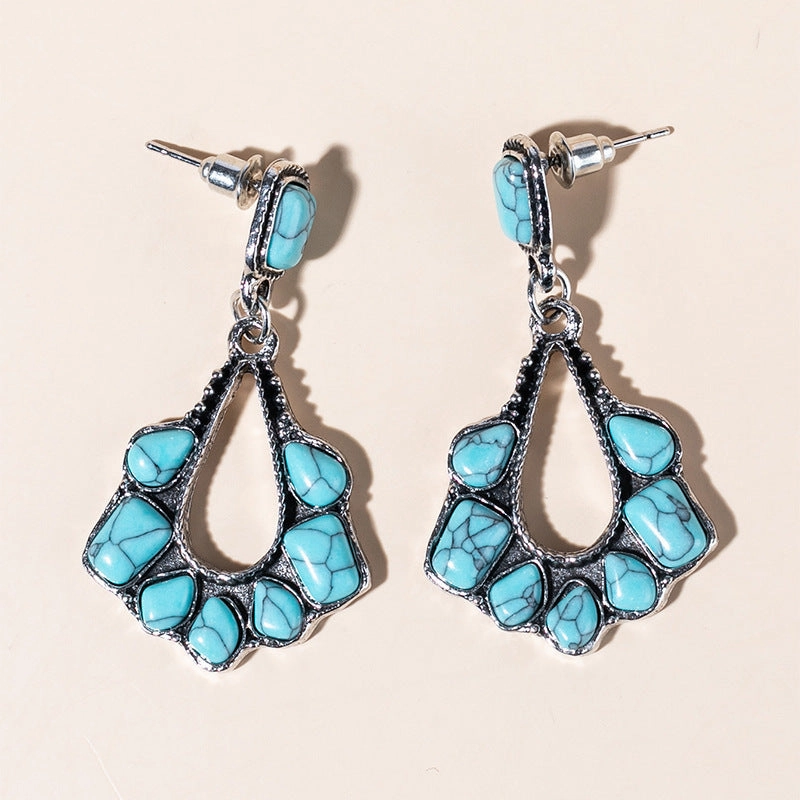 Wholesale Antique Silver Turquoise Alloy Earrings