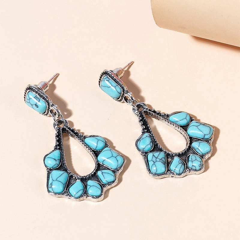 Wholesale Antique Silver Turquoise Alloy Earrings