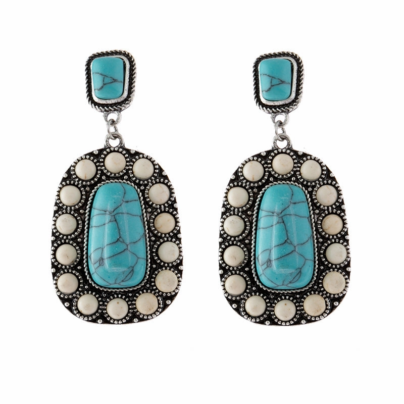 Wholesale Antique Silver Turquoise Alloy Earrings