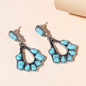 Wholesale Antique Silver Turquoise Alloy Earrings