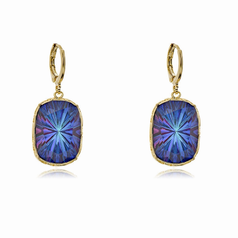 Wholesale Antique Square Sapphire Multicolored Crystal Earrings