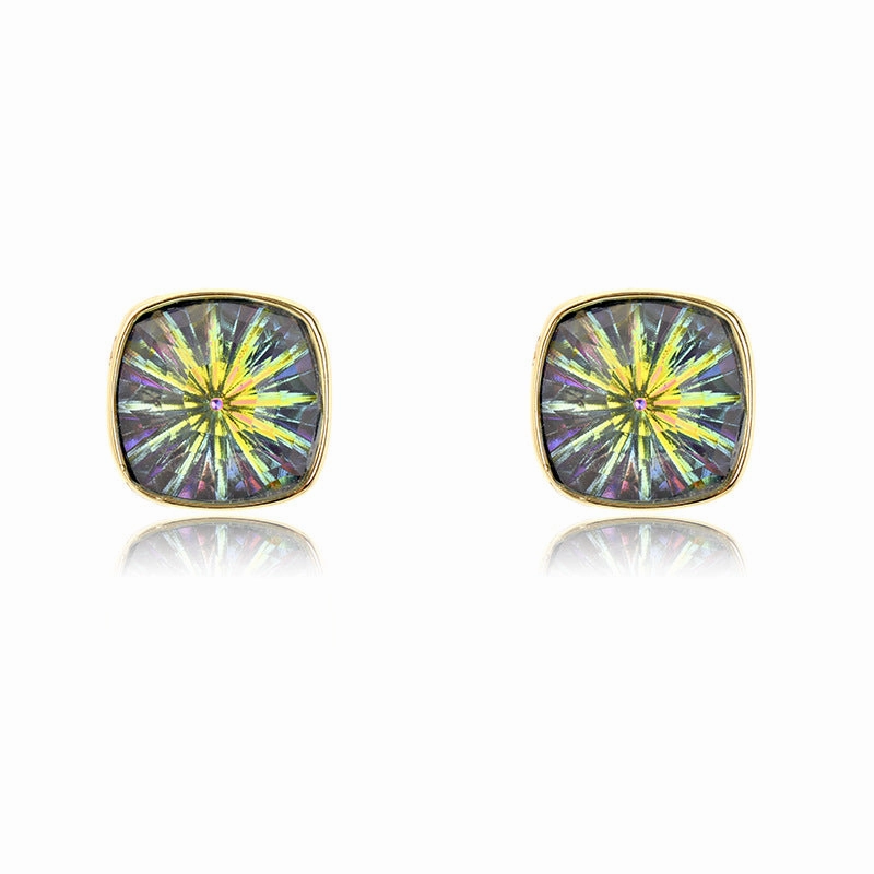 Wholesale Antique Square Sapphire Multicolored Crystal Earrings