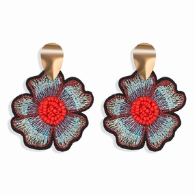 Wholesale Art Flower Rose Embroidery Earrings