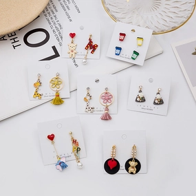 Wholesale Asymmetric Animal Drop Alloy Ear Studs