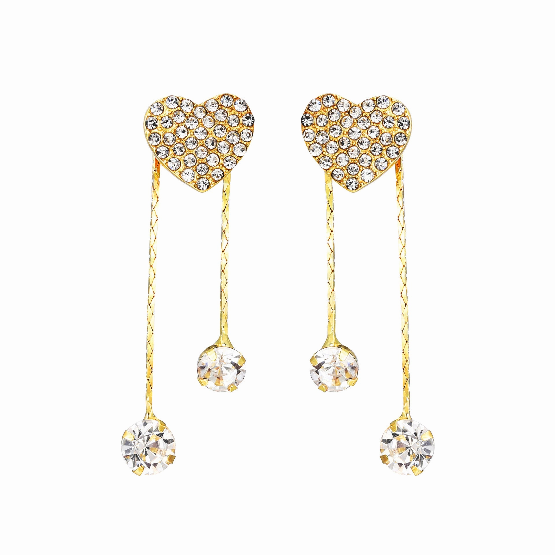 Wholesale Asymmetric Full Diamond Love Earrings