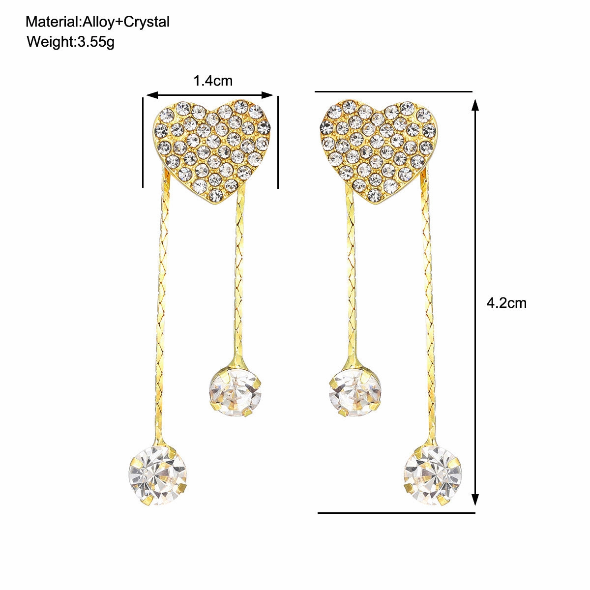 Wholesale Asymmetric Full Diamond Love Earrings