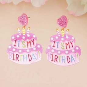 Wholesale Atmosphere party happy birthday birthday cake candle earrings holiday commemorative earrings