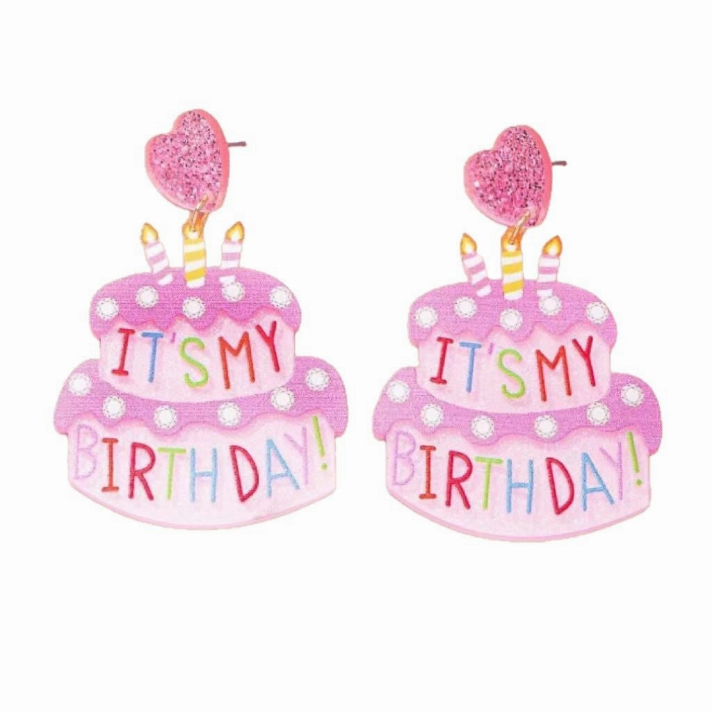 Wholesale Atmosphere party happy birthday birthday cake candle earrings holiday commemorative earrings