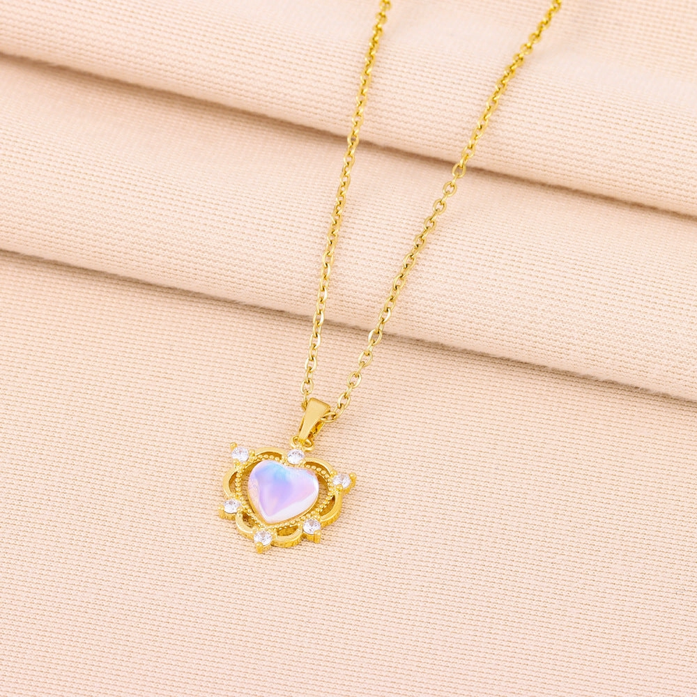 Wholesale Aurora Heart Titanium Steel Necklaces
