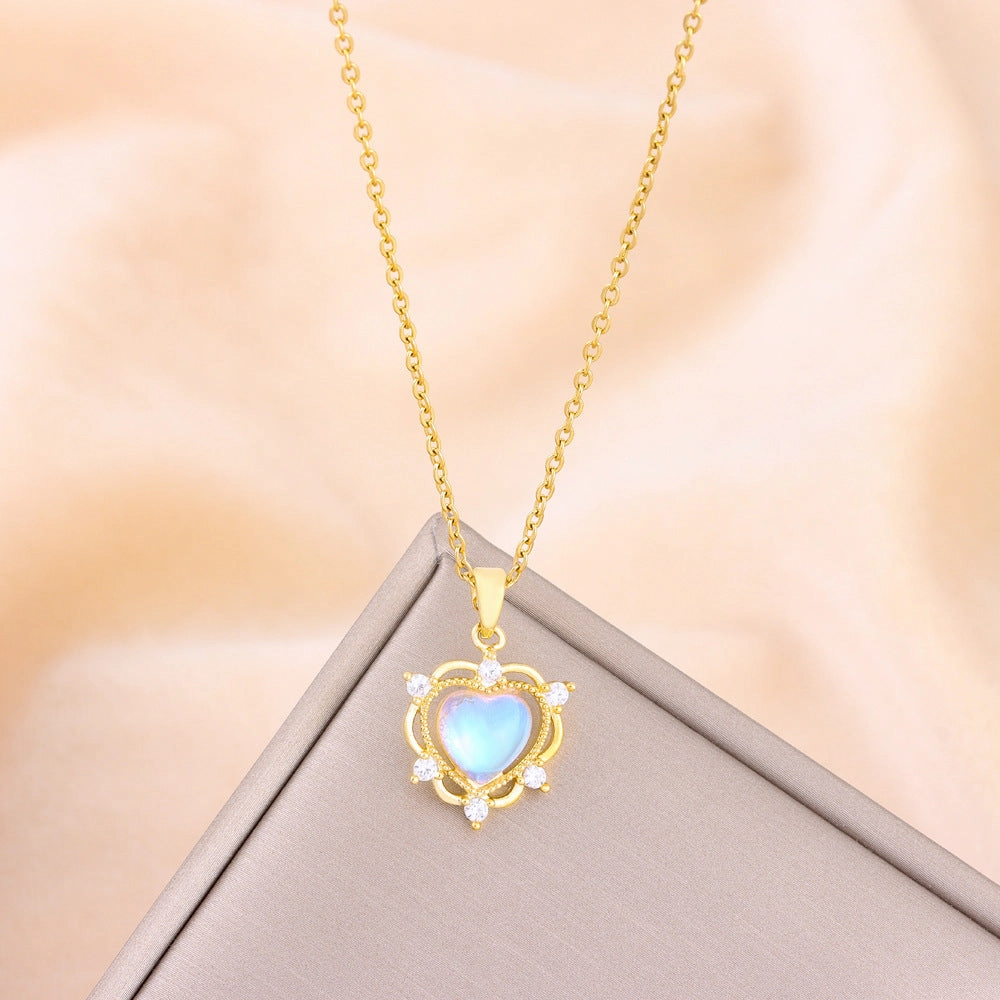 Wholesale Aurora Heart Titanium Steel Necklaces