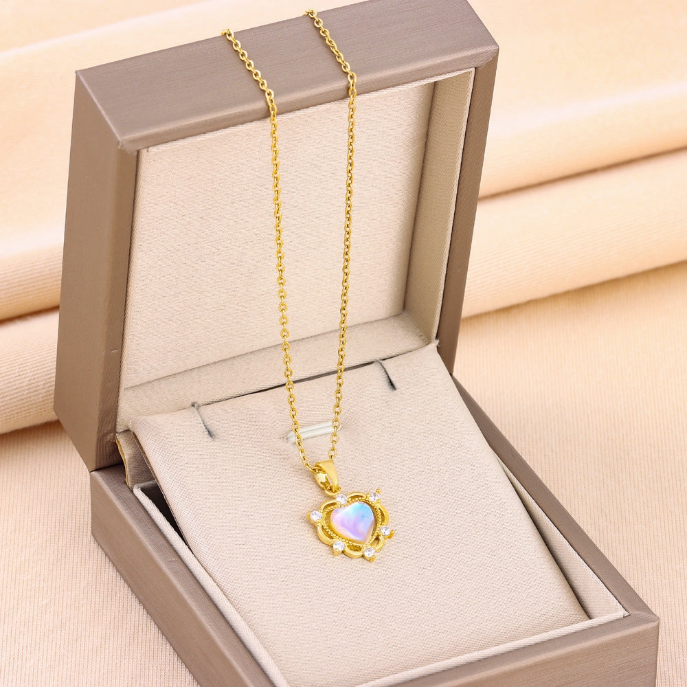 Wholesale Aurora Heart Titanium Steel Necklaces