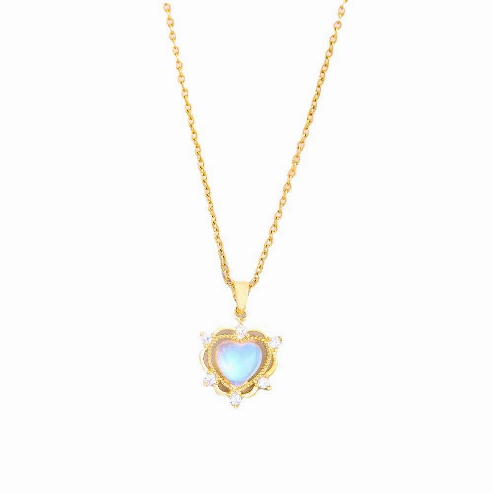Wholesale Aurora Heart Titanium Steel Necklaces