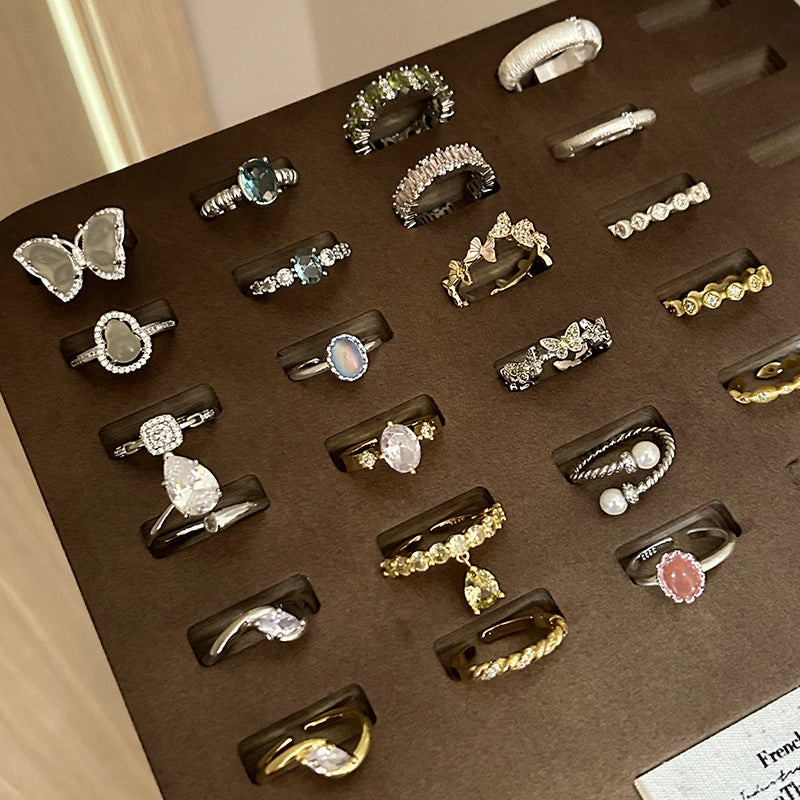 Wholesale Autumn and Winter Flash Diamond Zircon Does Not Fade High-end Luxury Sterling Silver Rings