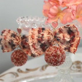 Wholesale Autumn and Winter Plush Fabric Bow Love Earrings
