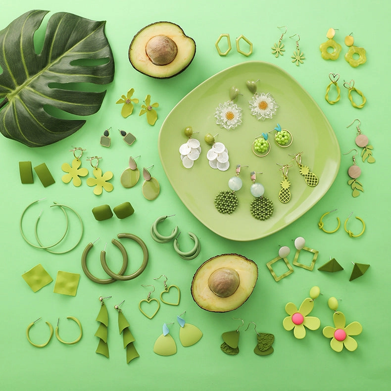 Wholesale Avocado Color Flowers Earrings