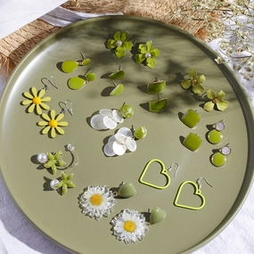 Wholesale Avocado Color Flowers Earrings