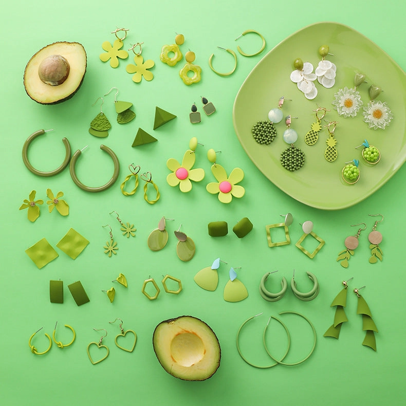 Wholesale Avocado Color Flowers Earrings