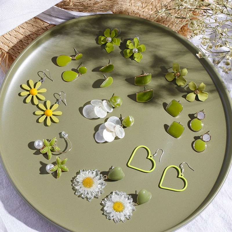 Wholesale Avocado Color Flowers Earrings