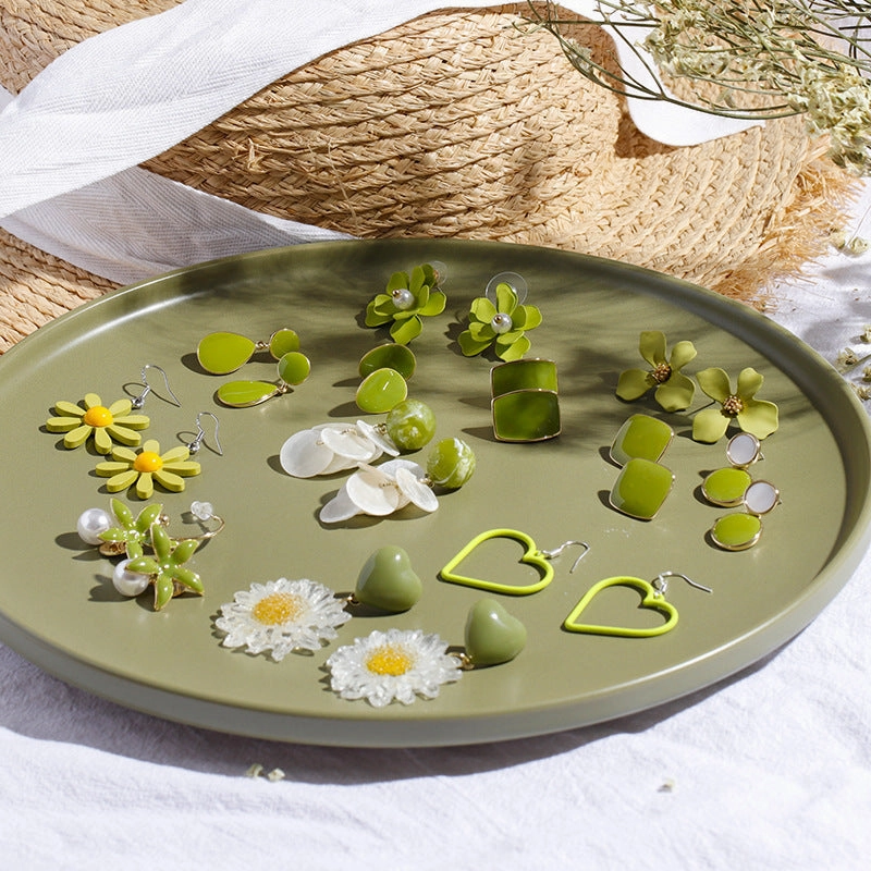 Wholesale Avocado Color Flowers Earrings