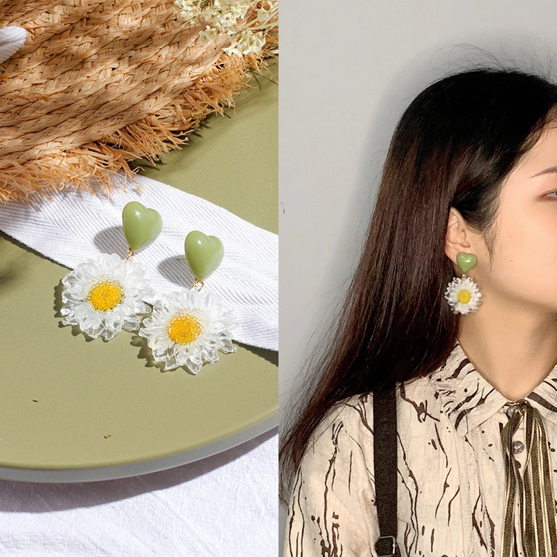 Wholesale Avocado Color Flowers Earrings