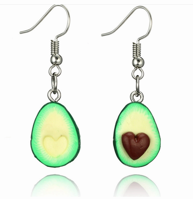 Wholesale Avocado Heart Shape 3D Smoky Alloy Earrings