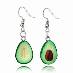 Wholesale Avocado Heart Shape 3D Smoky Alloy Earrings