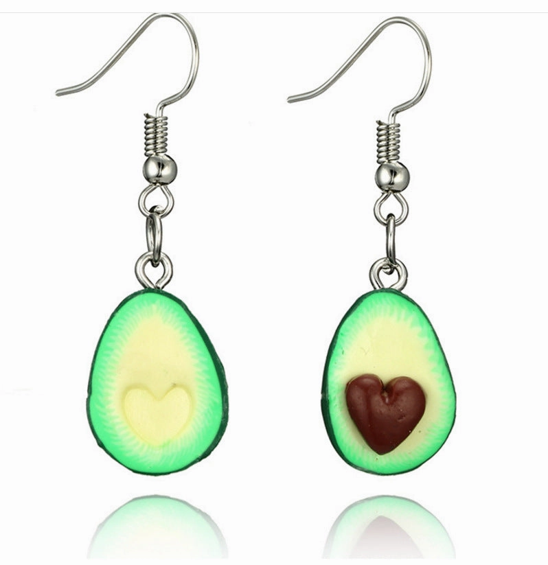 Wholesale Avocado Heart Shape 3D Smoky Alloy Earrings
