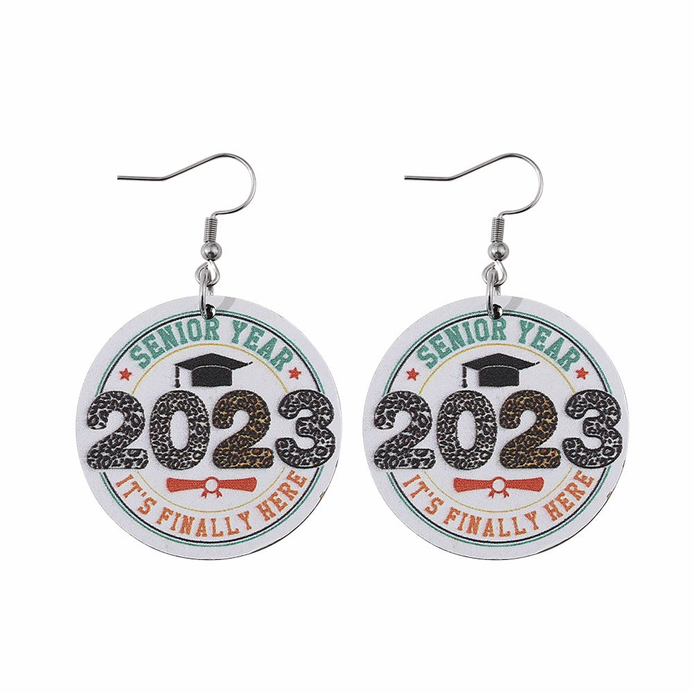 Wholesale Bachelor Hat Waterdrop Round Wooden Earrings