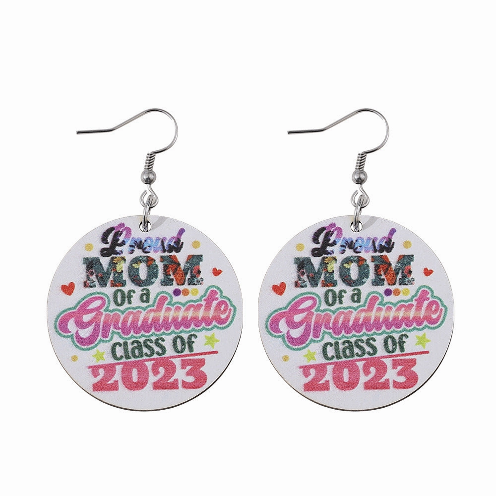 Wholesale Bachelor Hat Waterdrop Round Wooden Earrings