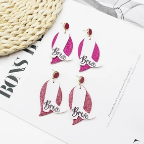 Wholesale Bachelor Party Fine Powder Leaf Boots Leather Earrings