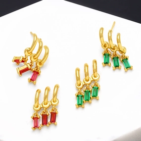 Wholesale Baguette Zircon Copper Ear Studs
