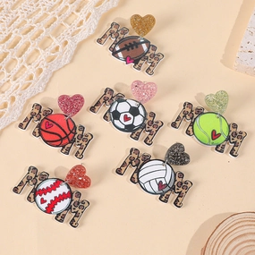 Wholesale Ball Sports Acrylic Ball Mothers Day Gift Earrings