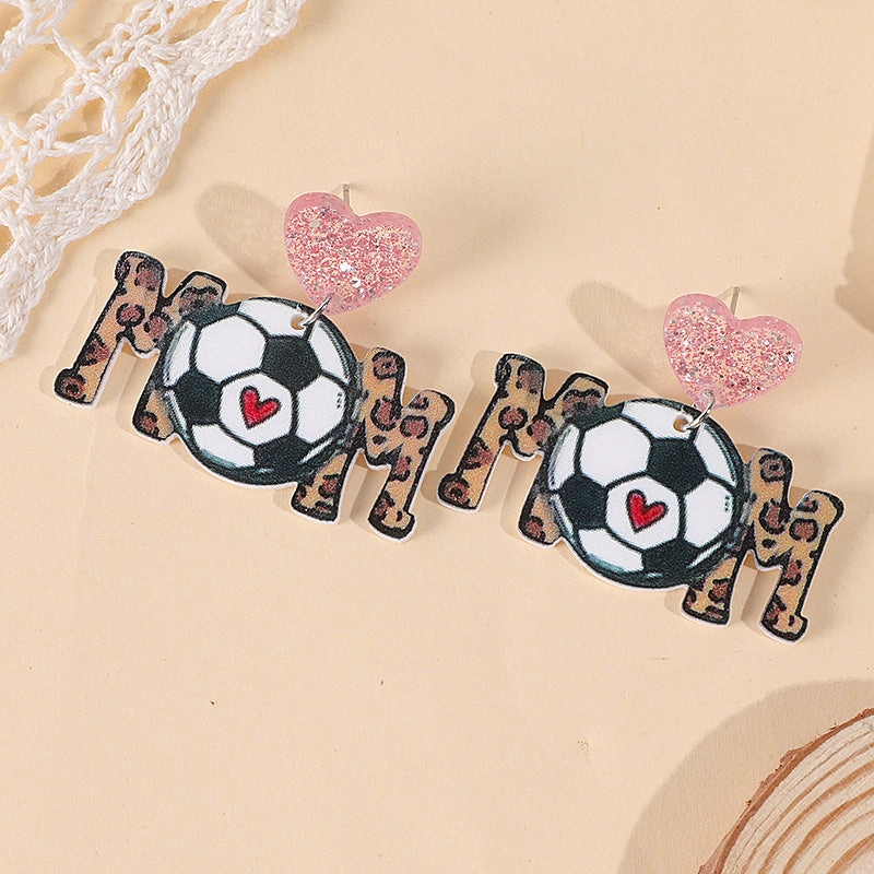 Wholesale Ball Sports Acrylic Ball Mothers Day Gift Earrings