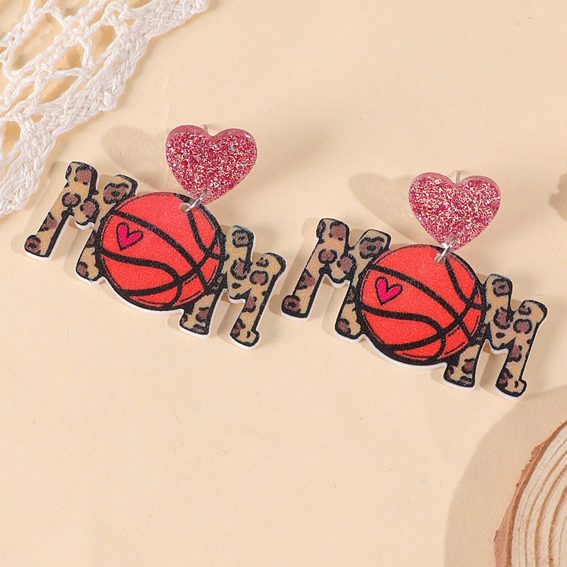 Wholesale Ball Sports Acrylic Ball Mothers Day Gift Earrings
