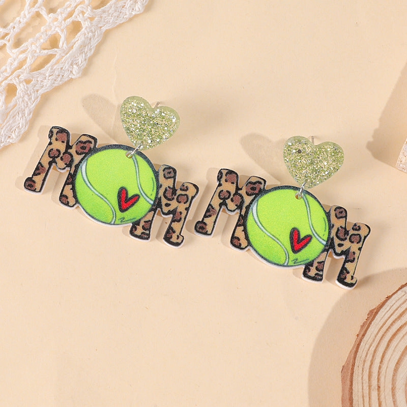 Wholesale Ball Sports Acrylic Ball Mothers Day Gift Earrings