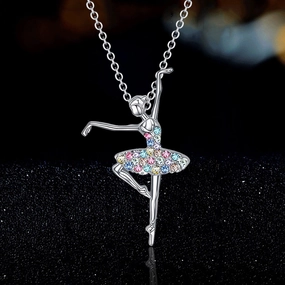 Wholesale Ballerina Girl Pendant Alloy Necklace