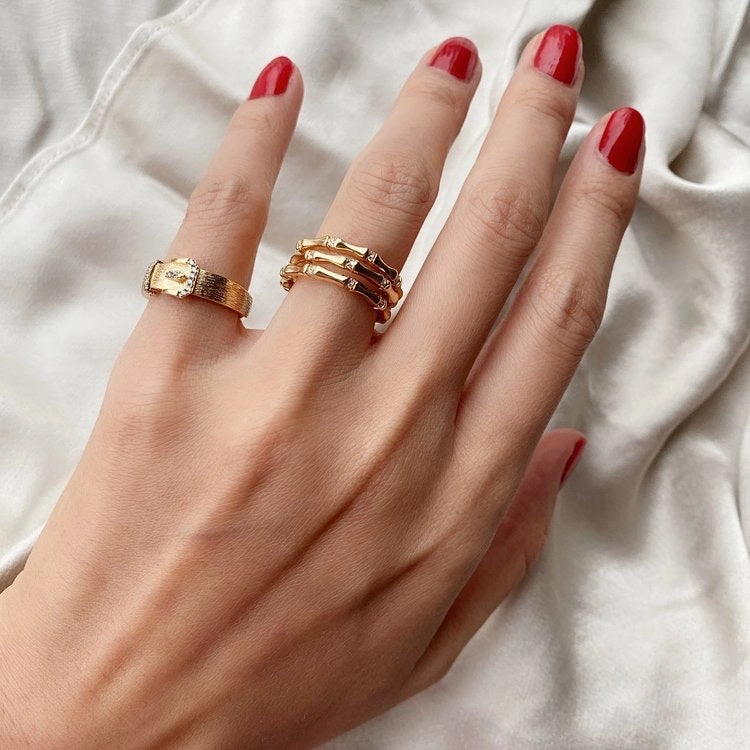 Wholesale Bamboo 18K Gold Simple Ring
