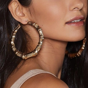 Wholesale Bamboo Circle Alloy Earrings