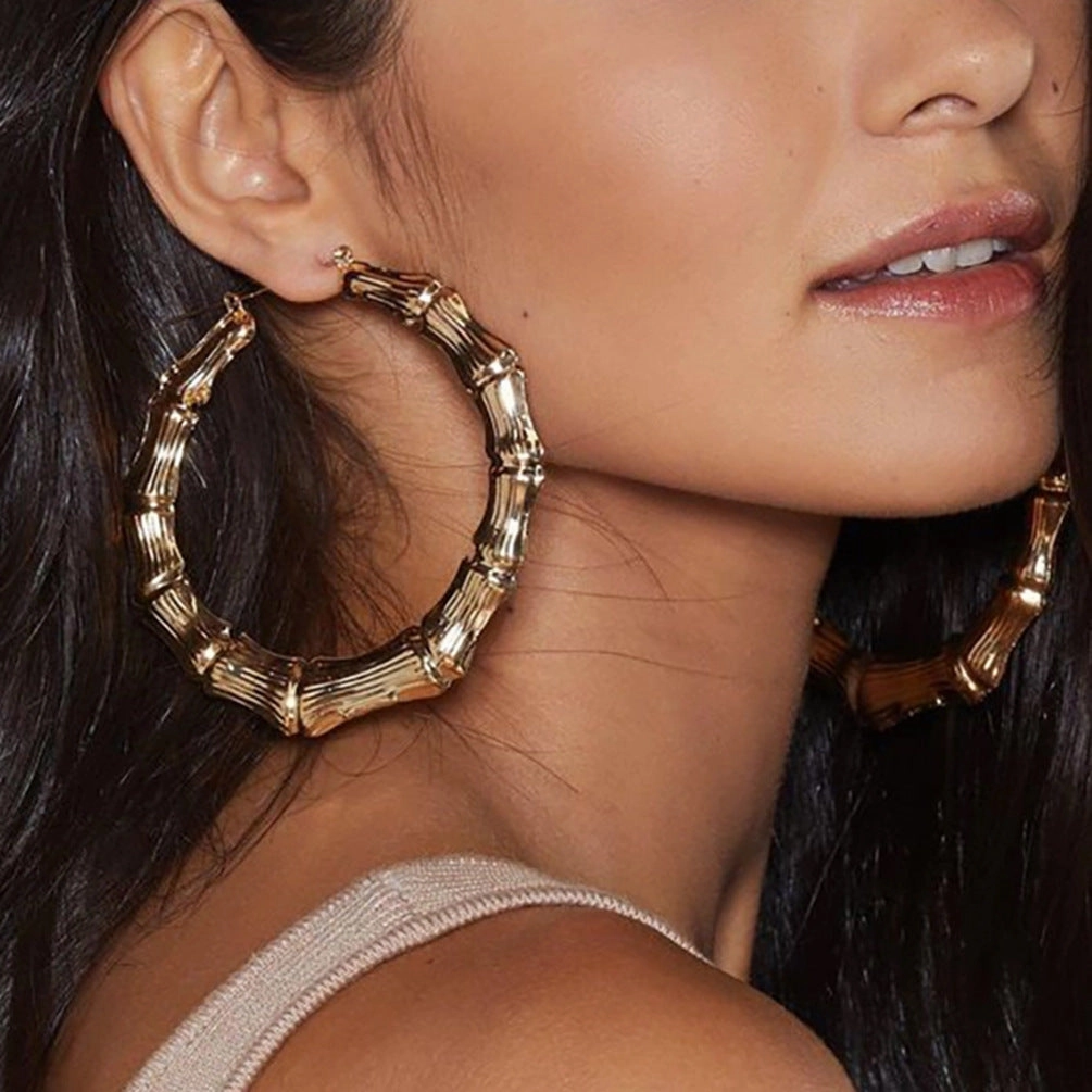 Wholesale Bamboo Circle Alloy Earrings