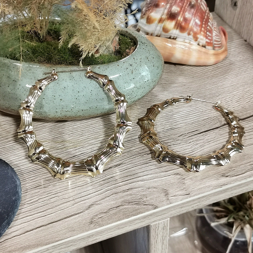 Wholesale Bamboo Circle Alloy Earrings