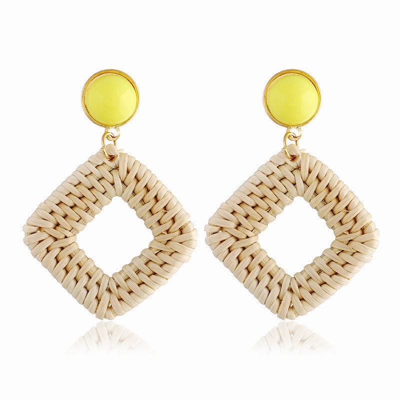 Wholesale Bamboo Rattan Handwoven Wooden Earrings